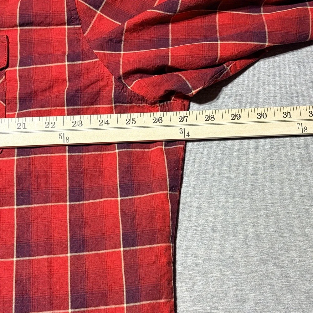 Wrangler Retro Shirt 2XLT Blue Red Western Pearl Snap Sawtooth Pocket - Mens 2XT